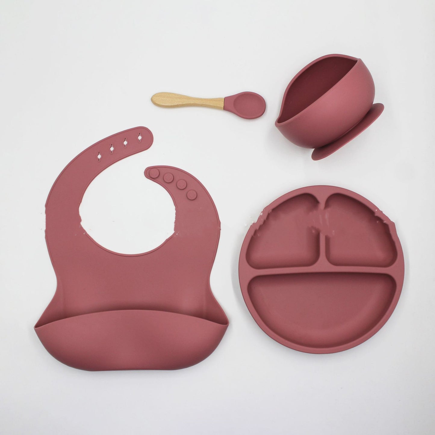 bavoir assiette cuiller bol 4 pièces ensemble en silicone bol pour bébé ensemble d’assiette bavoir