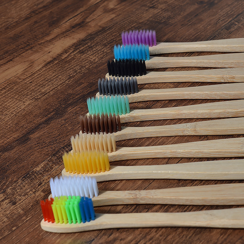 Brosse à dents en bambou de nouvelle conception de couleurs mélangées, bois écolo...