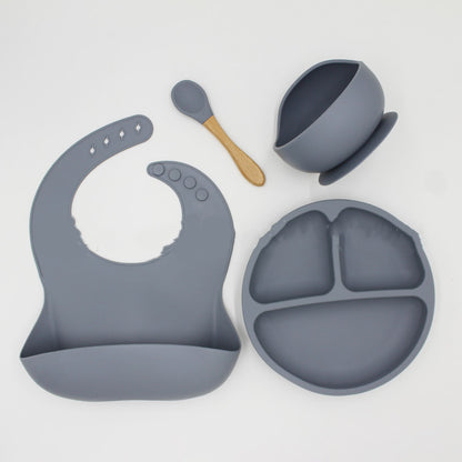 bavoir assiette cuiller bol 4 pièces ensemble en silicone bol pour bébé ensemble d’assiette bavoir