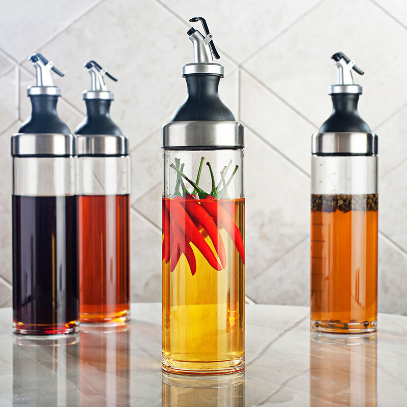 Bouteilles en verre borosilicate avec grande bouteille de vinaigre, pot de cuisine pour vinaigre, huile de sésame, fuite de grande capacité de sauce soja.