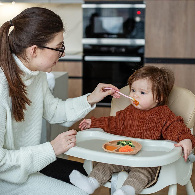 Bol de nourriture pour enfants avec ventouse en silicone amovible et intégré, conçu pour l'alimentation autonome des nourrissons et l'alimentation complémentaire