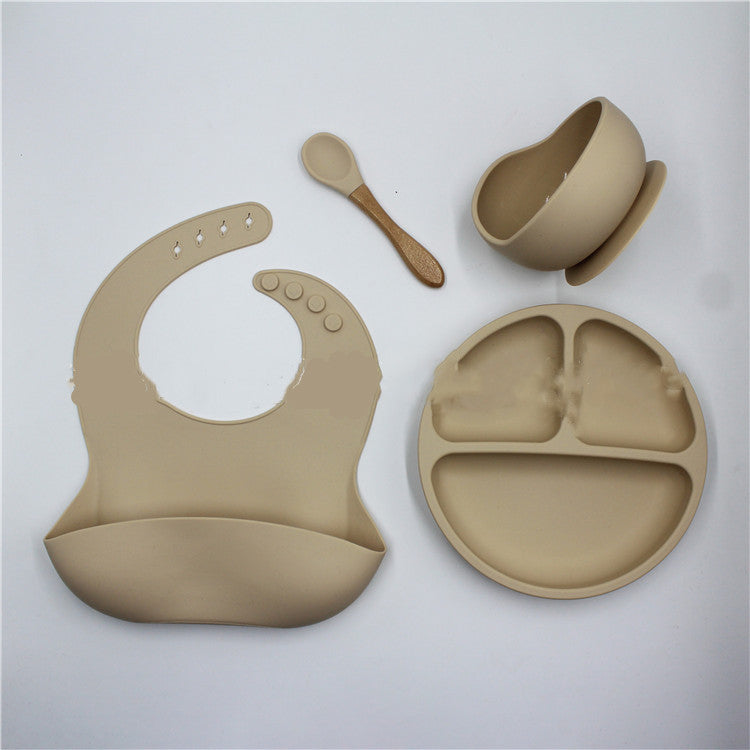 bavoir assiette cuiller bol 4 pièces ensemble en silicone bol pour bébé ensemble d’assiette bavoir