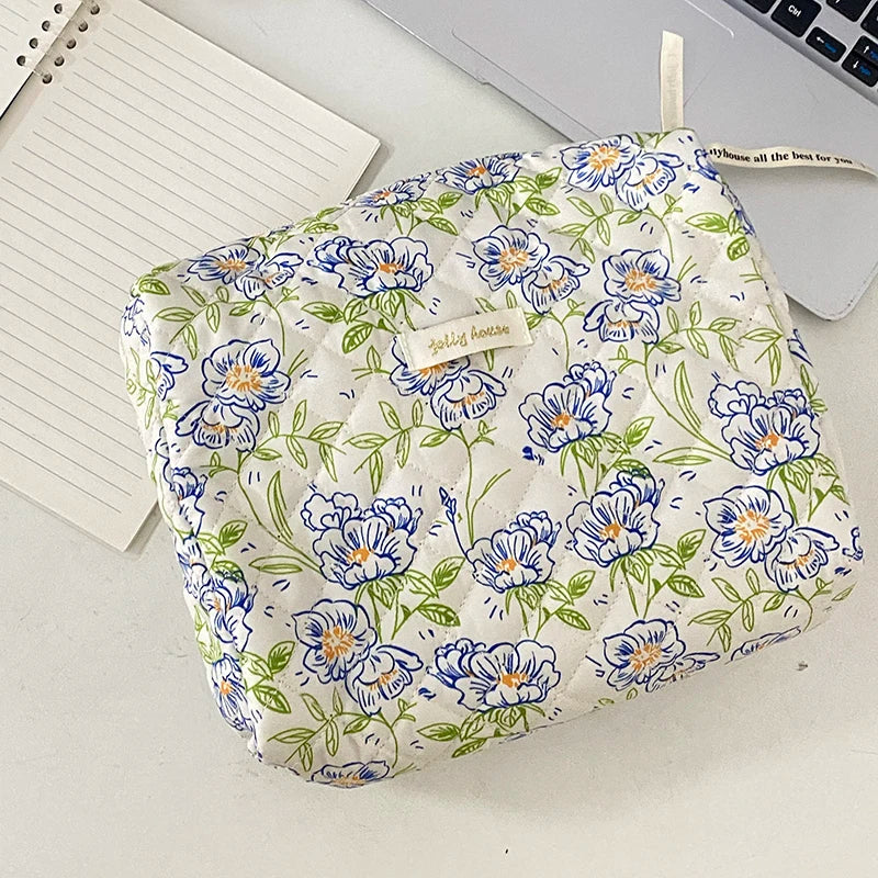 Liberty – trousse de maquillage matelassée pour femmes, organisateur de cosmétiques en velours côtelé de coton, pochette mignonne, grand sac à main de maquillage, sac à main carré Portable