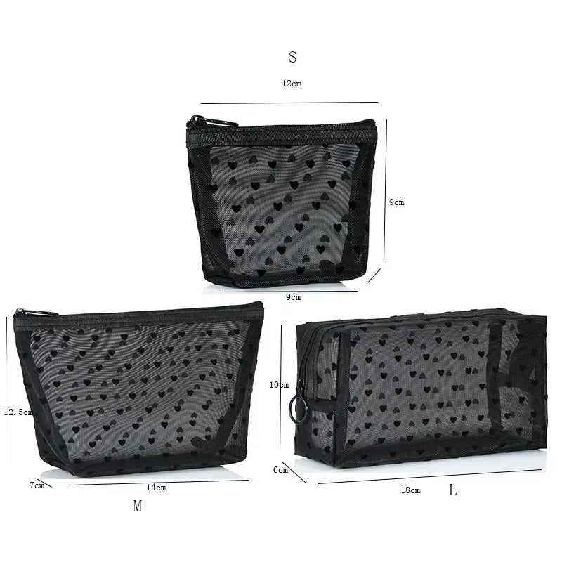 1 pièces organisateur de toilette de voyage rouge à lèvres brosse sacs de rangement pochette maille clair sacs à cosmétiques femmes petits grands sacs de maquillage noirs