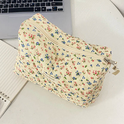 Liberty – trousse de maquillage matelassée pour femmes, organisateur de cosmétiques en velours côtelé de coton, pochette mignonne, grand sac à main de maquillage, sac à main carré Portable