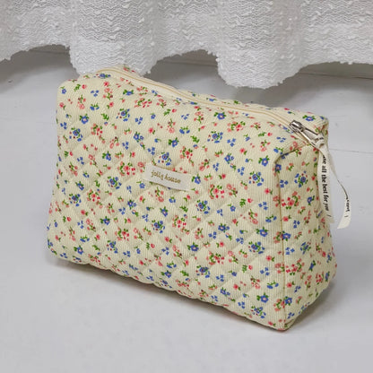 Liberty – trousse de maquillage matelassée pour femmes, organisateur de cosmétiques en velours côtelé de coton, pochette mignonne, grand sac à main de maquillage, sac à main carré Portable