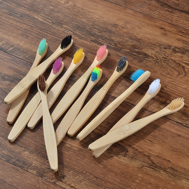 Brosse à dents en bambou de nouvelle conception de couleurs mélangées, bois écolo...