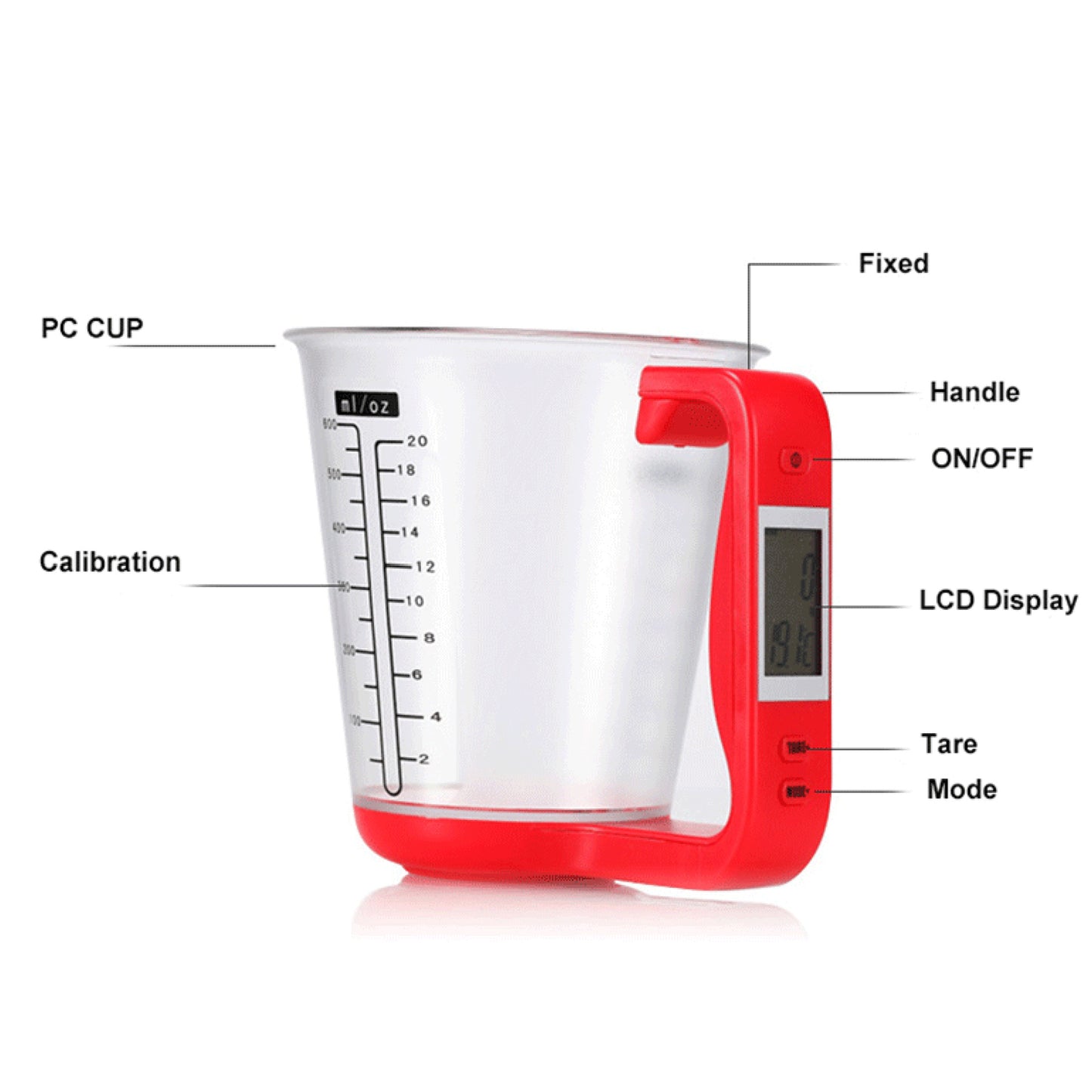 Balance de cuisine électronique 5 kg, balance de mesure avec tasse de 1 kg, balance de pâtisserie, tasse de mesure liquide, balance avec tasse de mesure