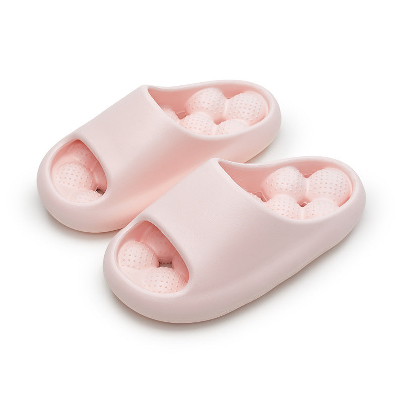 Claquettes de bain pour femmes avec design de semelle en boules, chaussons d'intérieur antidérapants, chaussons d'été pour la maison.