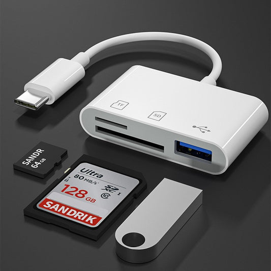 Lecteur de carte USB C SD 3 en 1, adaptateur OTG Type-C pour SD et Micro SD, haute vitesse.